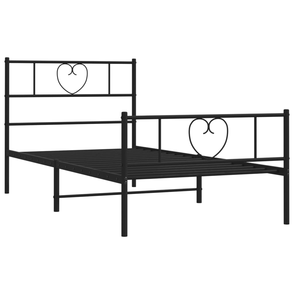Metal Bed Frame without Mattress with Footboard Black 100x200cm
