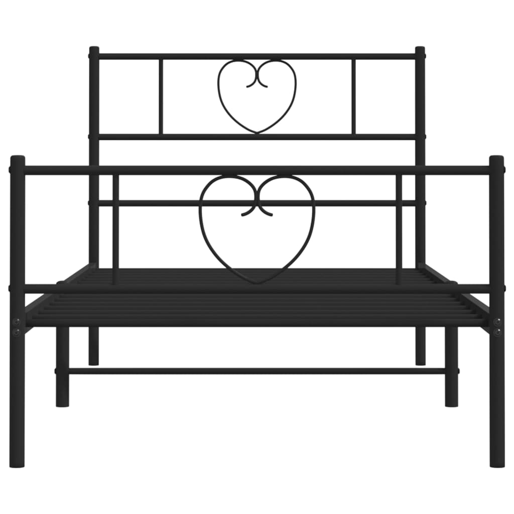 Metal Bed Frame without Mattress with Footboard Black 100x200cm