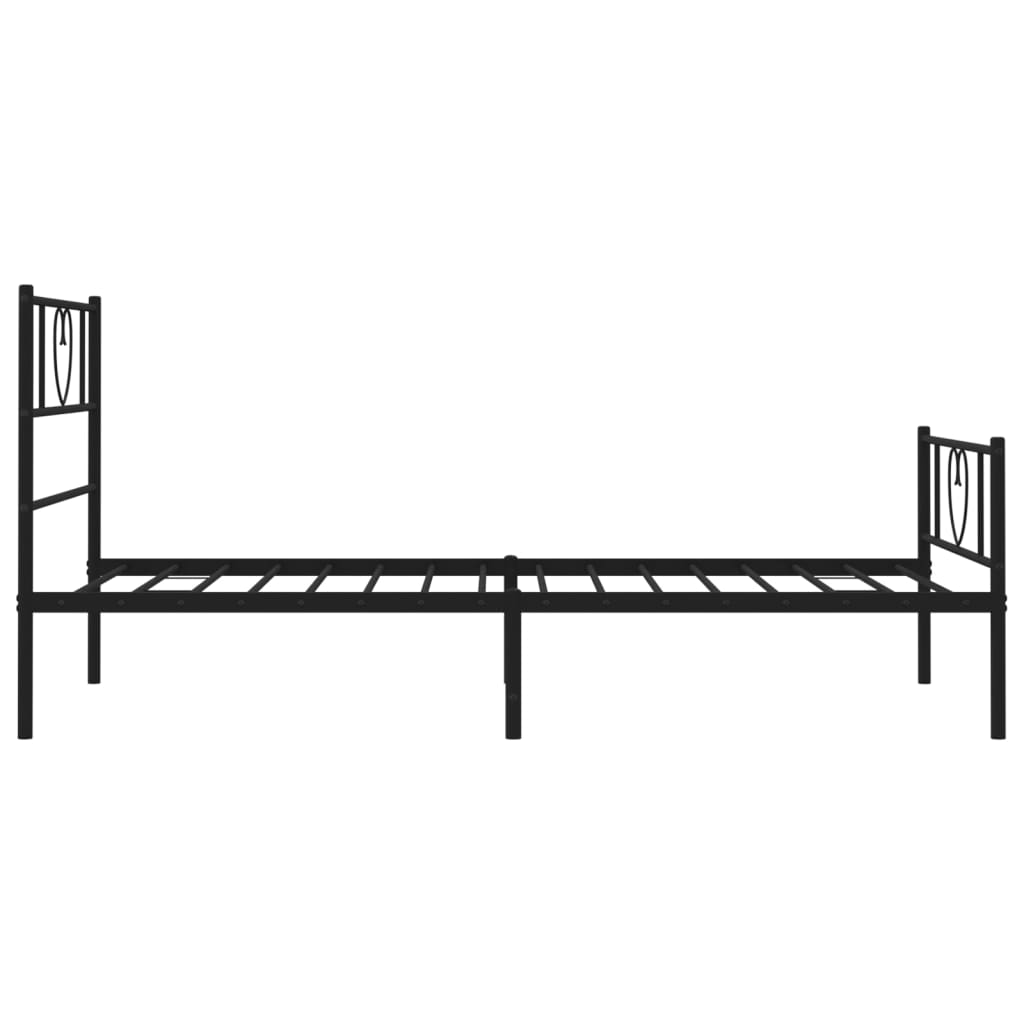 Metal Bed Frame without Mattress with Footboard Black 100x200cm
