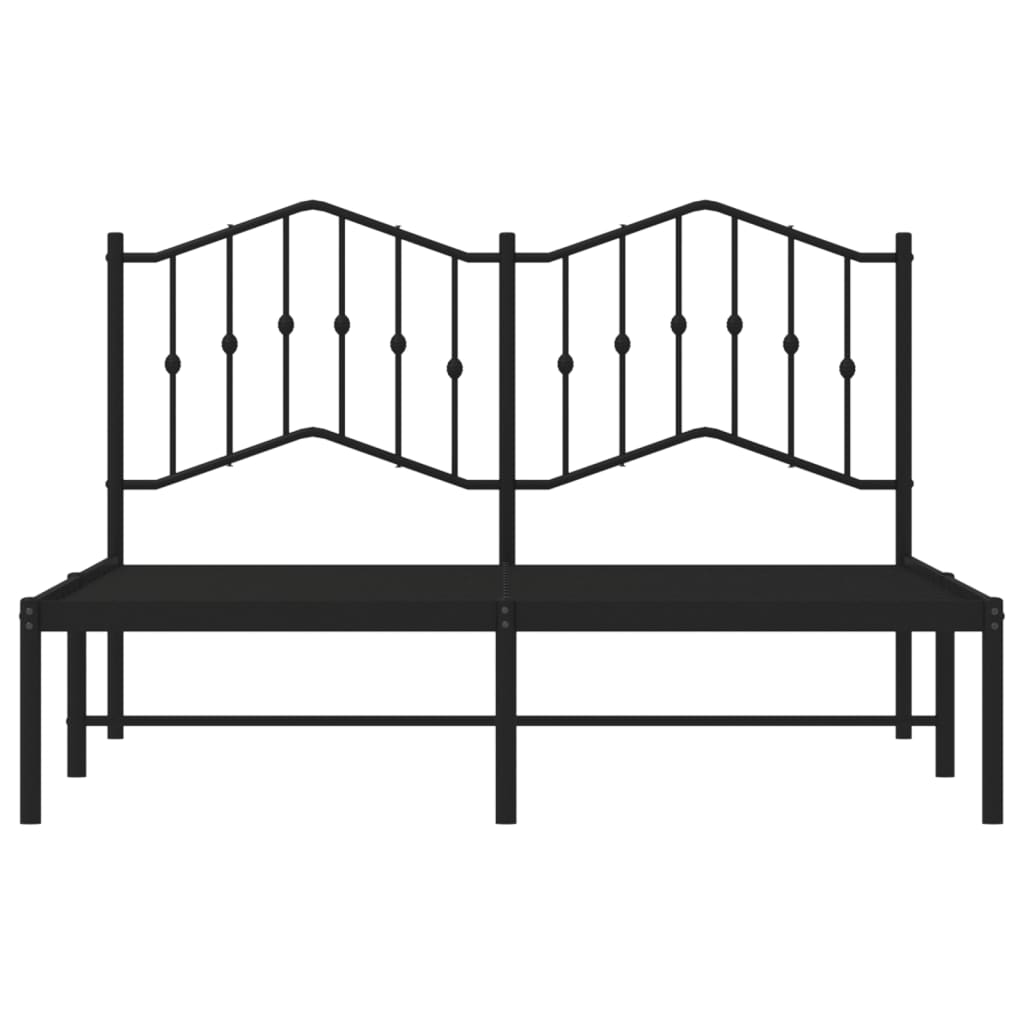 Metal Bed Frame without Mattress with Headboard Black 150x200cm