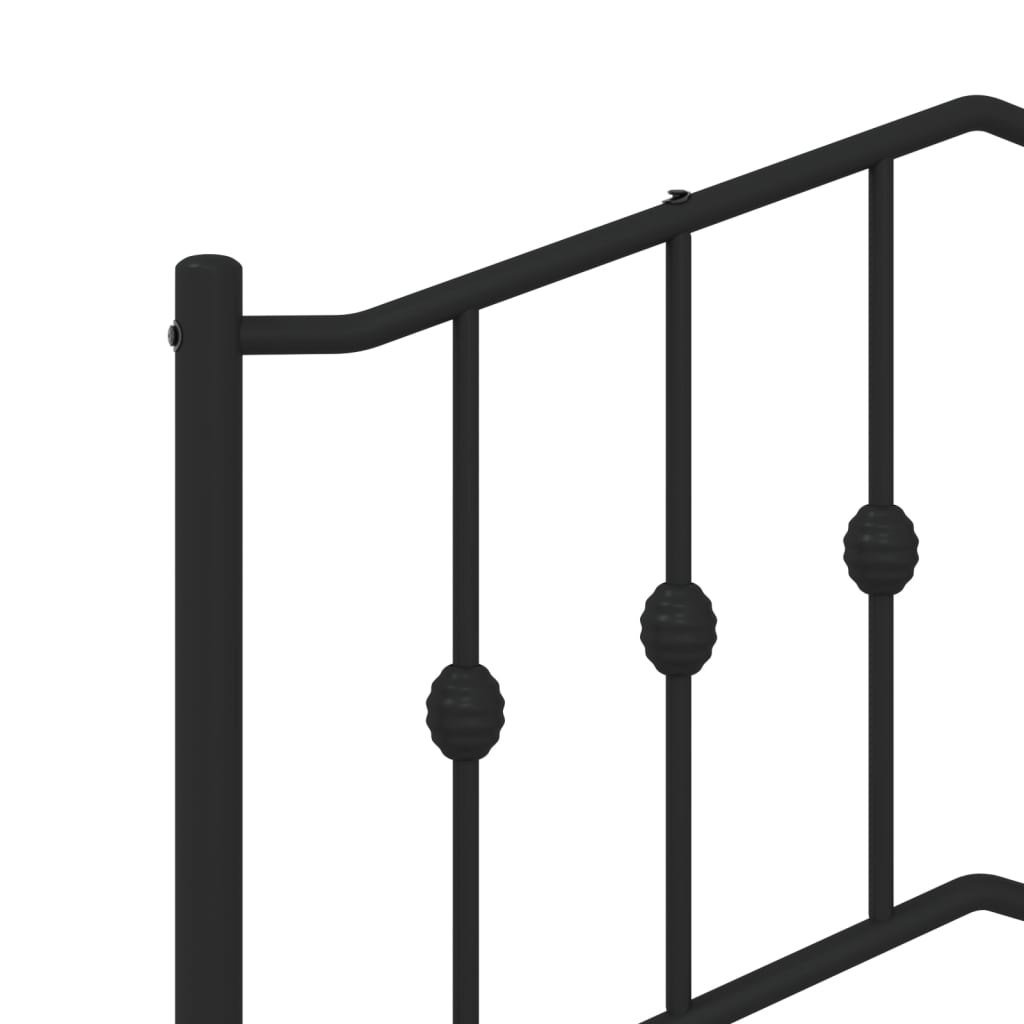 Metal Bed Frame without Mattress with Headboard Black 150x200cm