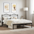 Metal Bed Frame without Mattress with Headboard Black 150x200cm