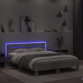Bed Frame with LED without Mattress Concrete Grey 150x200 cm King Size