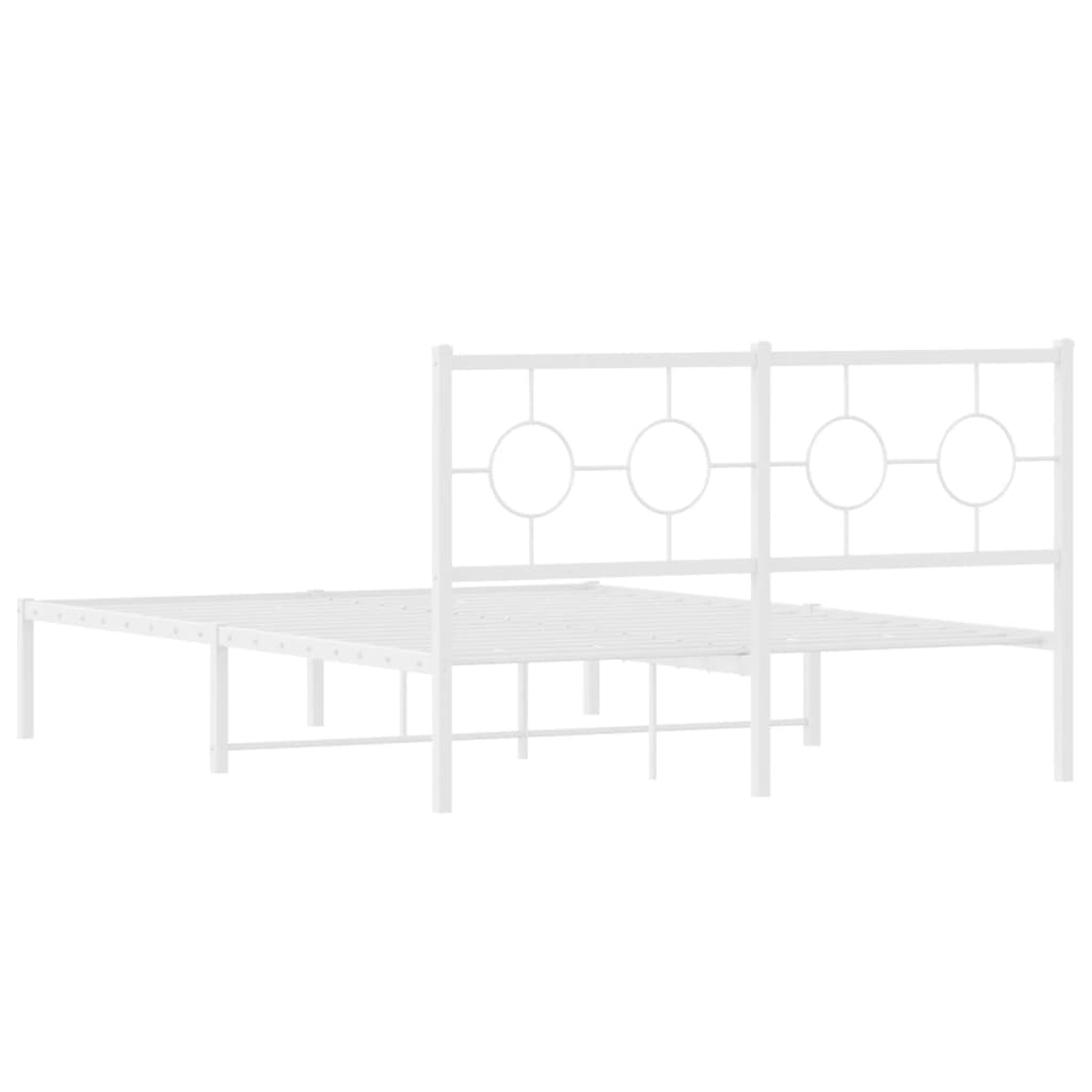 Metal Bed Frame without Mattress with Headboard White 140x190cm