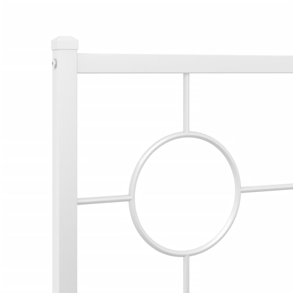 Metal Bed Frame without Mattress with Headboard White 140x190cm