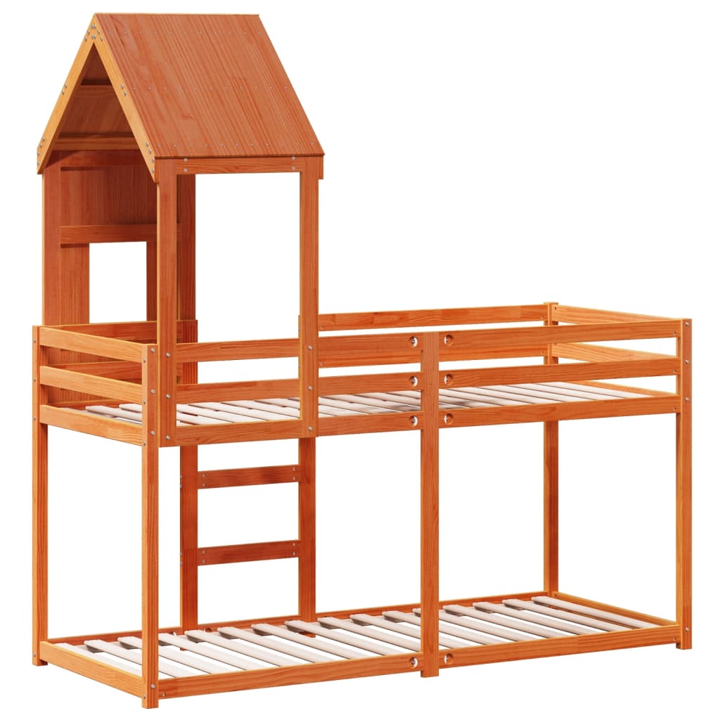 Bunk Bed without Mattress Wax Brown 80x200 cm Solid Wood Pine