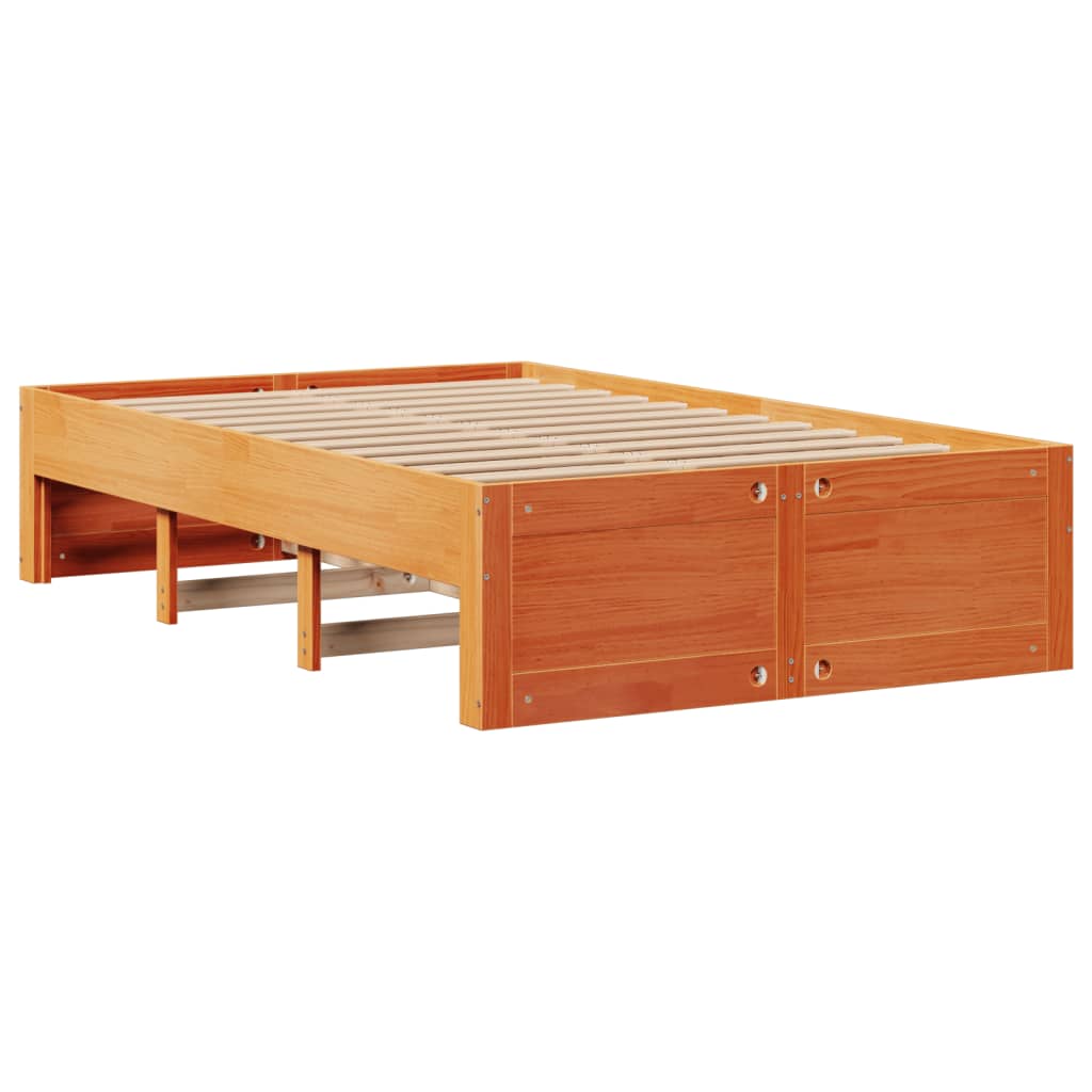 Bookcase Bed without Mattress Wax Brown 135x190 cm Double Solid Wood Pine