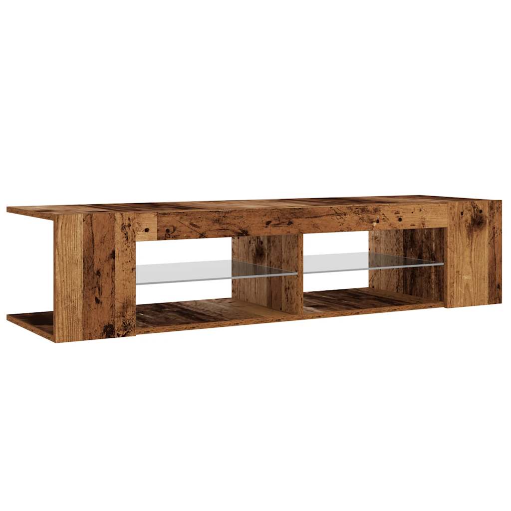 Modern Wooden TV Tele Stand Unit Cabinet With LED Lights & Storage Shelf