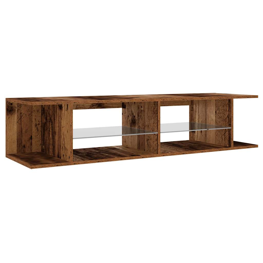 Modern Wooden TV Tele Stand Unit Cabinet With LED Lights & Storage Shelf