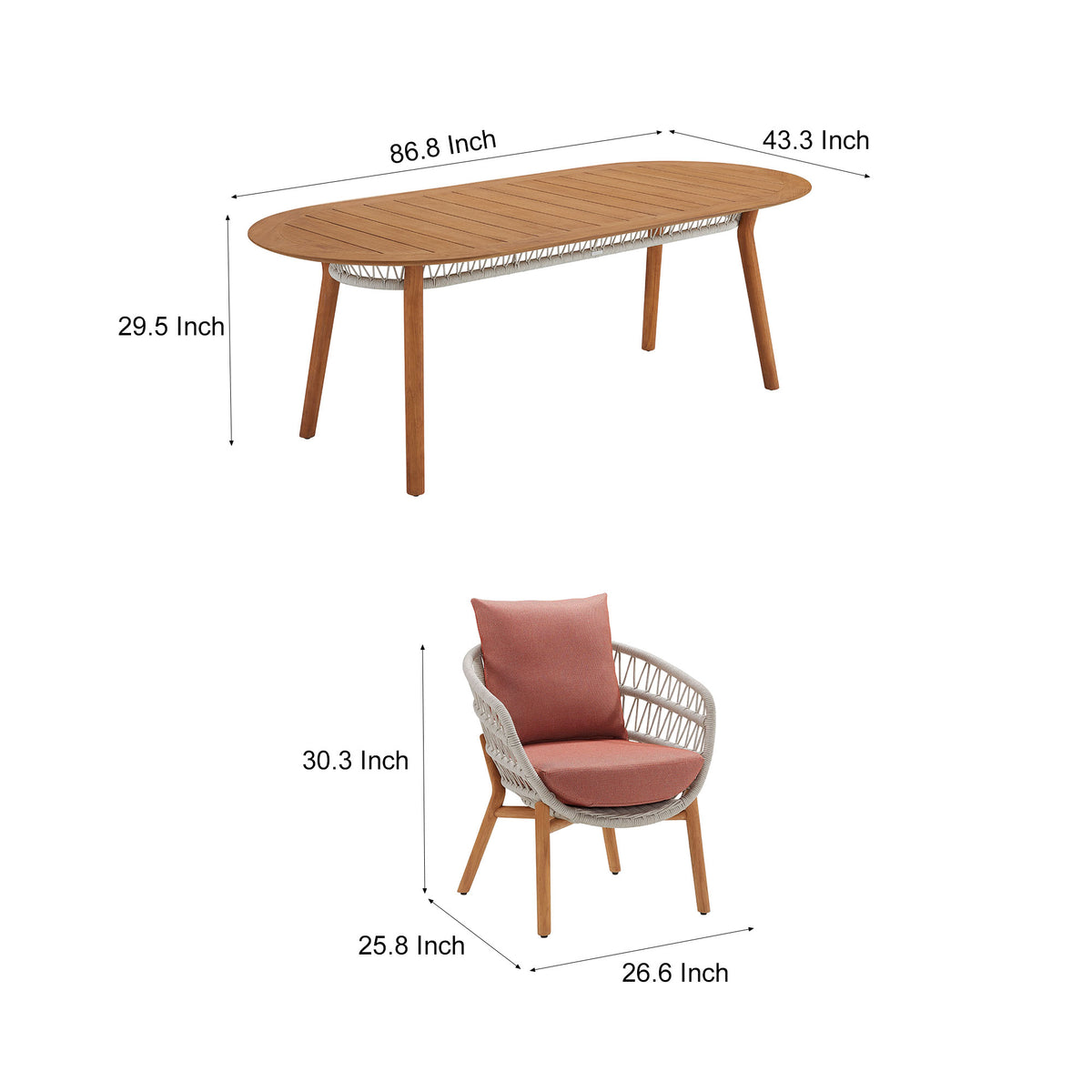 HIGOLD VASCA 7 Pieces Teak Outdoor Dining Set With Cushions