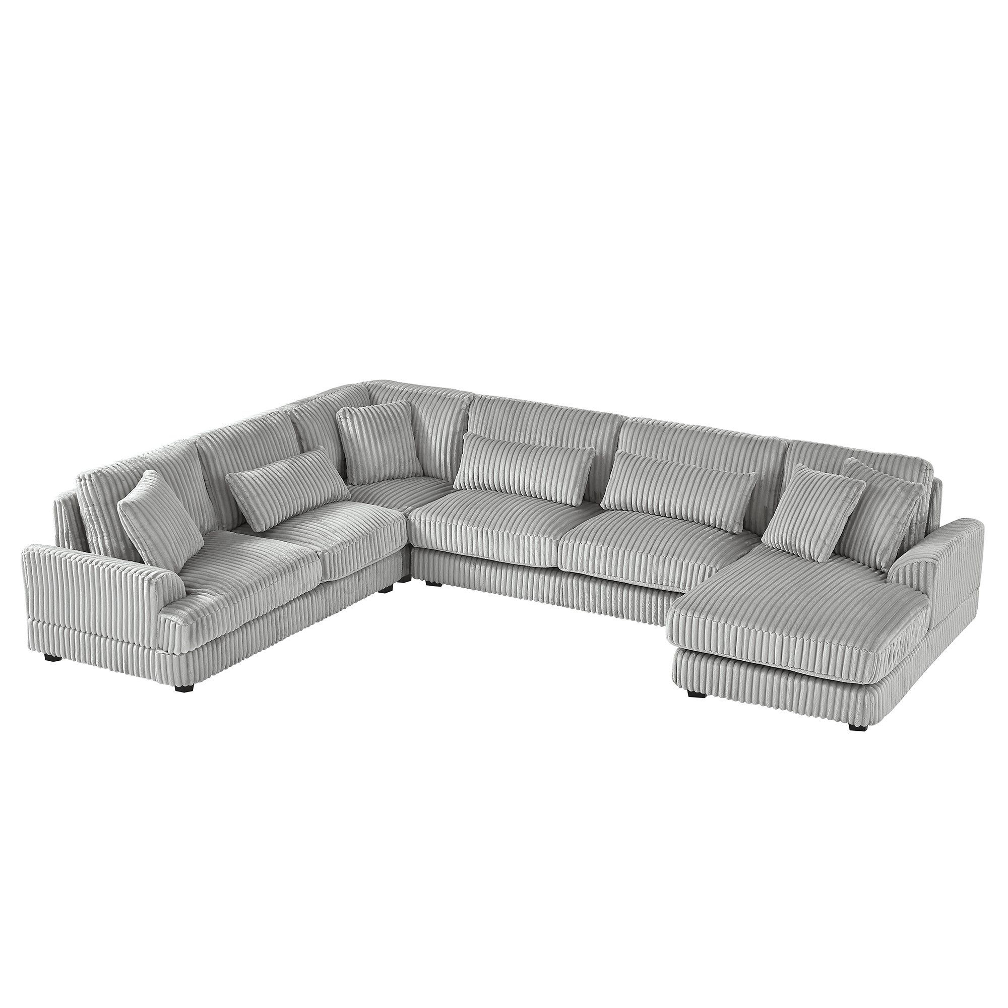129" Oversized Sectional U-Shaped Sofa Couch Upholstered in Soft Corduroy
