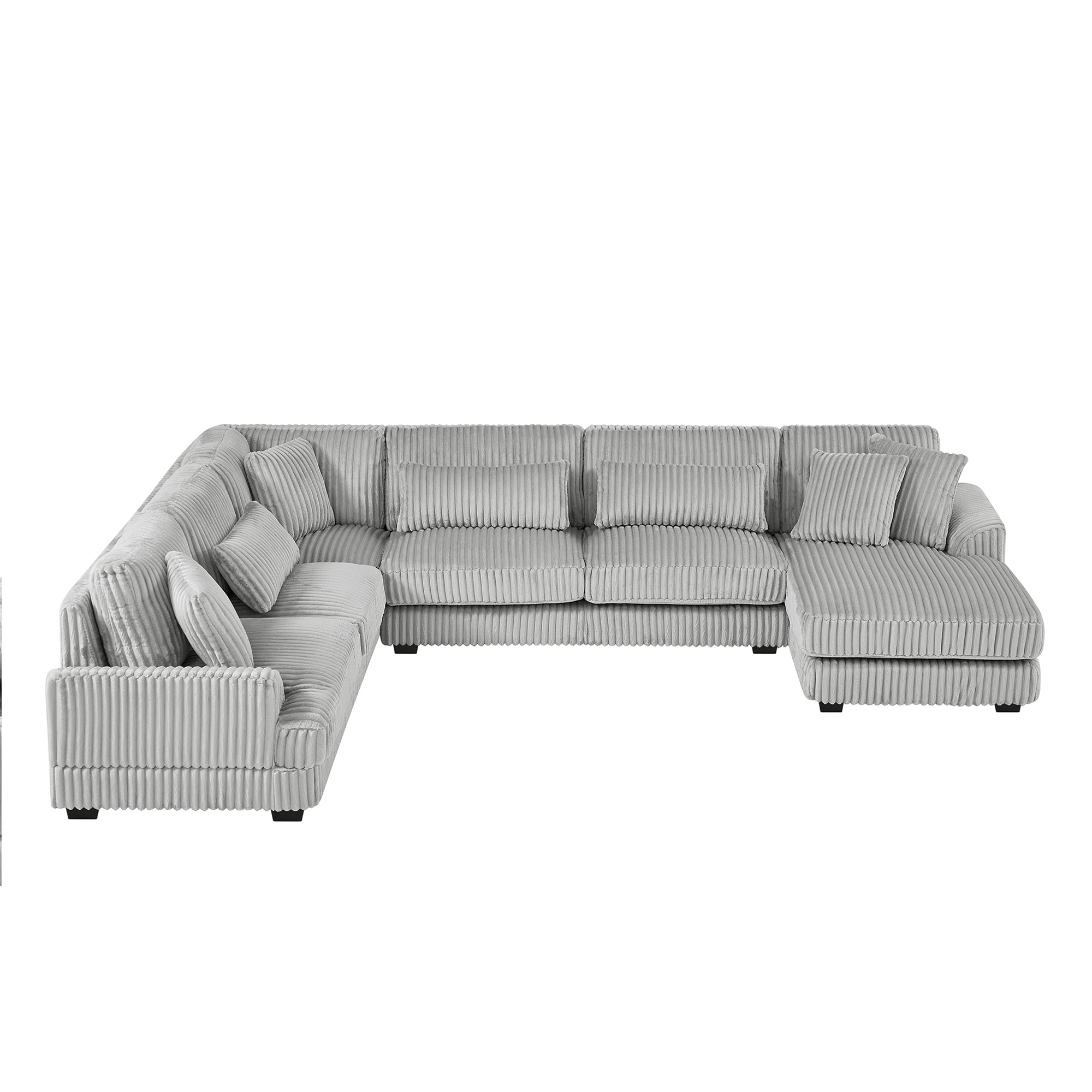 129" Oversized Sectional U-Shaped Sofa Couch Upholstered in Soft Corduroy