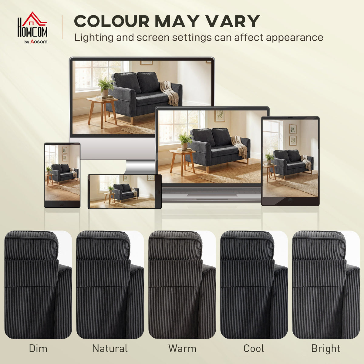 HOMCOM 2 Seater Sofa, 140 cm Loveseat Sofa with Spring Cushions, Metal Legs, 2 Pillows, Dark Grey