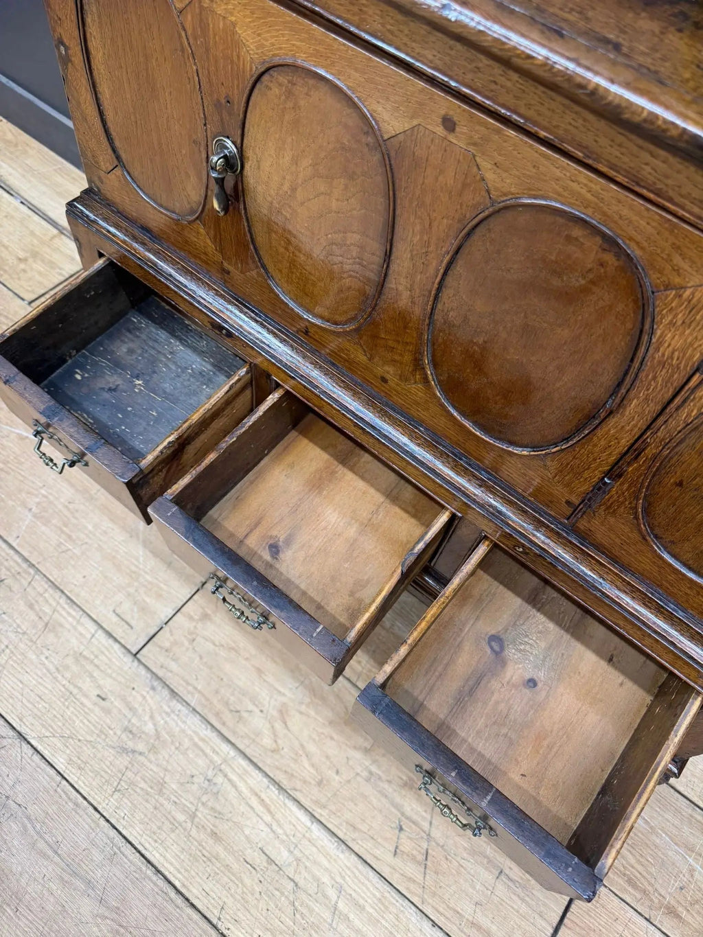 Antique Oak Sideboard / 18th Century Oak Cupboard on Stand / TV Stand