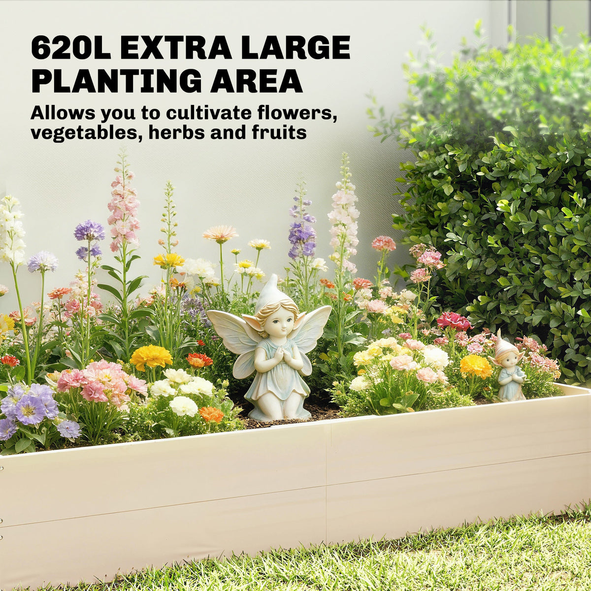 Outsunny Wooden Raised Bed for Garden, 620L Extra Large Raised Garden Bed with Open Bottom, Outdoor Elevated Planter Box