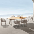 HIGOLD Aio 7 Pieces Teak Outdoor Dining Set With White Cushions
