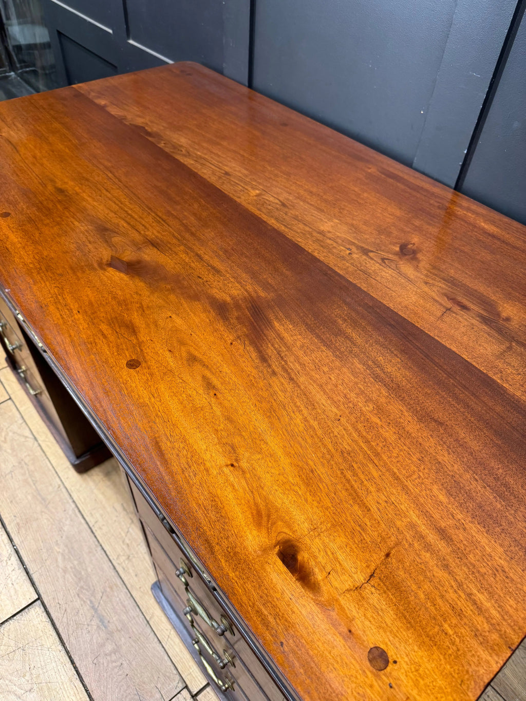 Antique Mahogany Twin Pedestal Desk Kneehole Writing Office Desk Computer Desk