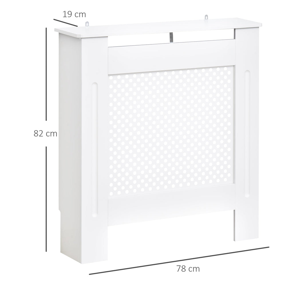 HOMCOM Wooden Radiator Cover Heating Cabinet Modern Home Furniture Grill Style  White Painted (Small)