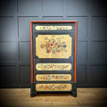 French Painted Drop Front Bureau Desk  / Vintage Cupboard / Cocktail Cabinet