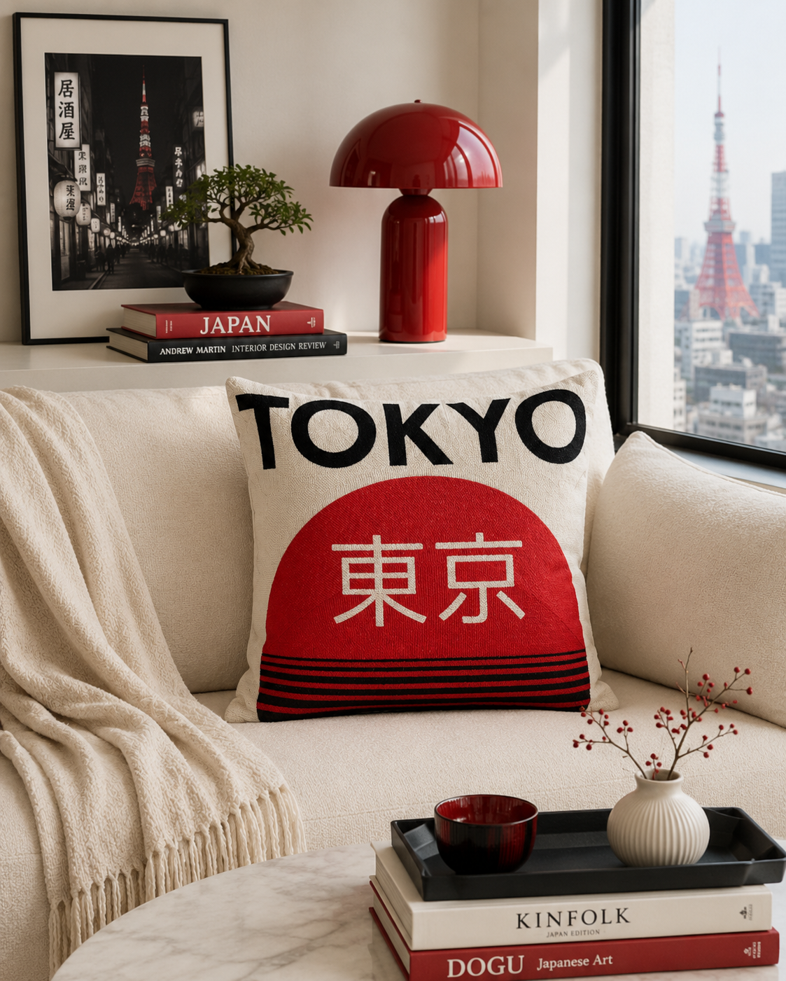 Tokyo Japanese Needlepoint Pillow
