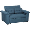 HOMCOM Pull Out Sofa Bed with 2 Pocket Springs, Fabric 2 Seater Click Clack Sofa Bed Settee, Convertible Sofa Couch with Pillows and Side Pockets for Living Room, Home Office, Blue
