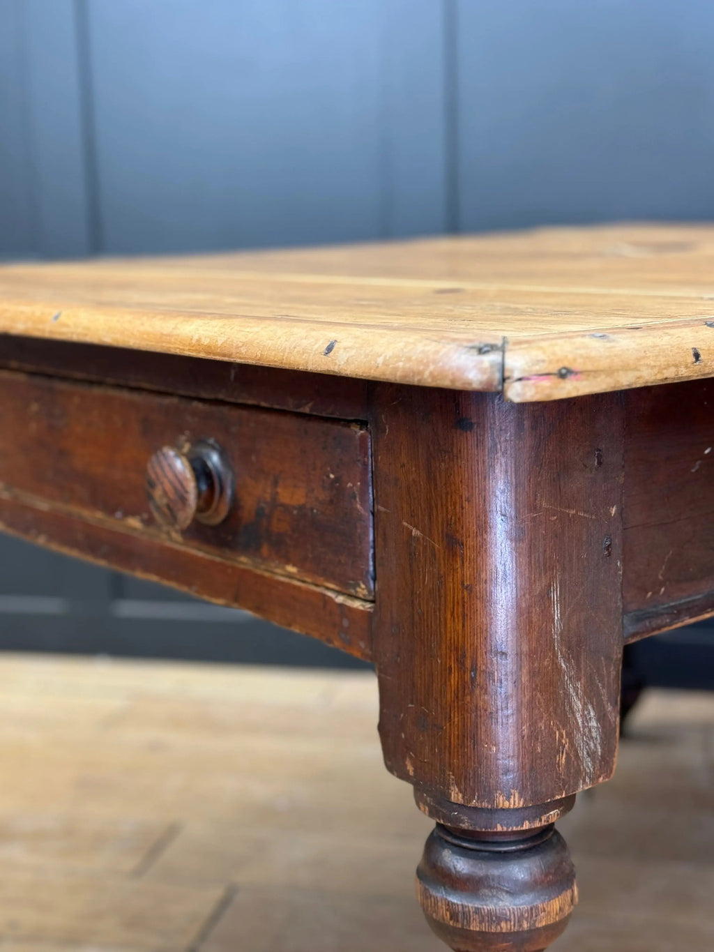 Antique Pine Dining Table / Victorian Kitchen Table / Rustic Farmhouse Pine Desk