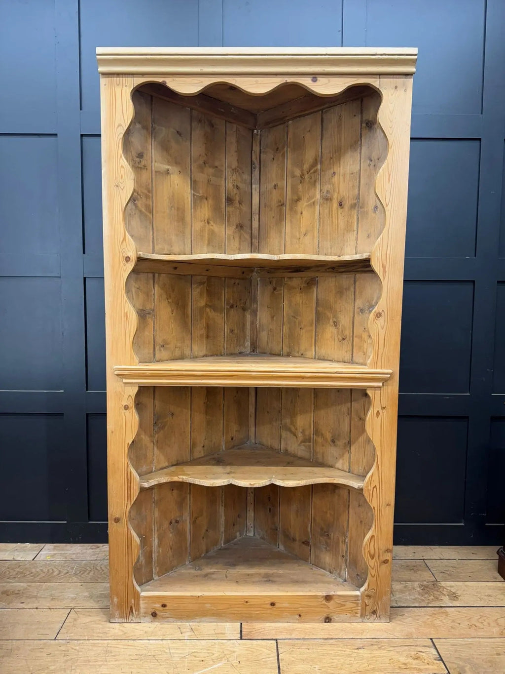 Antique Pine Rustic Corner Cupboard / Open Shelving Unit Storage