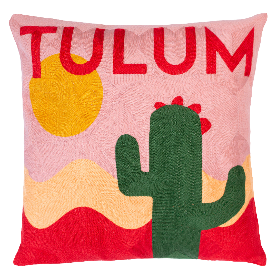 Tulum Cactus Needlepoint Pillow