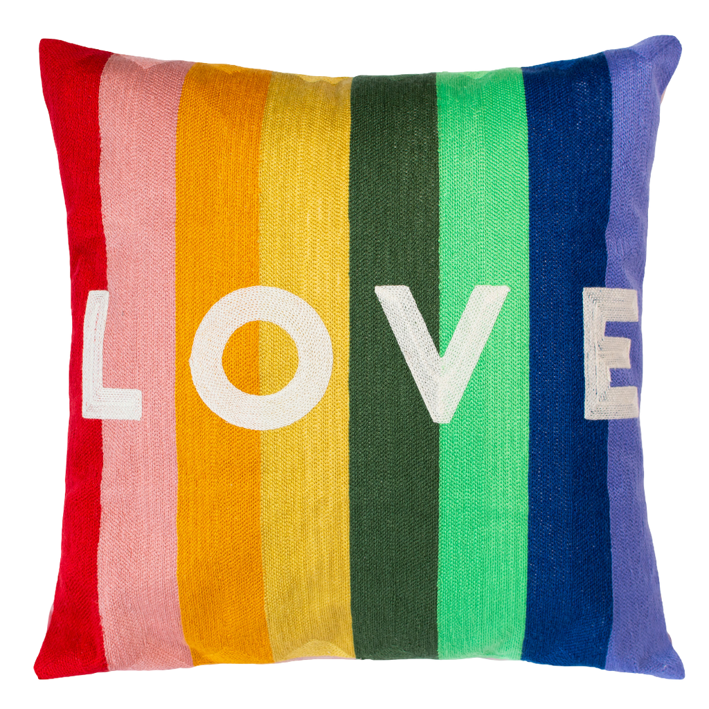 Rainbow LOVE Needlepoint Pillow
