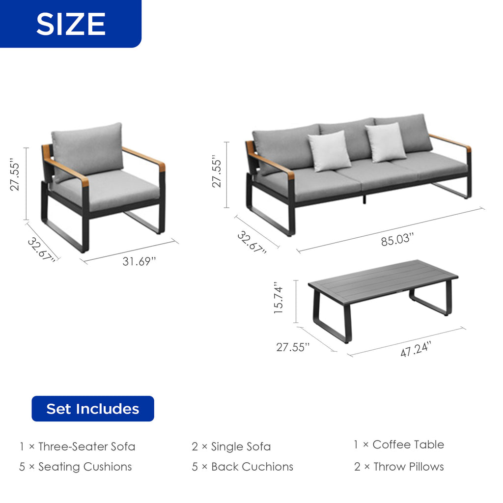 HIGOLD Denea 5-Seater Outdoor Seating Group With Aluminum Frame