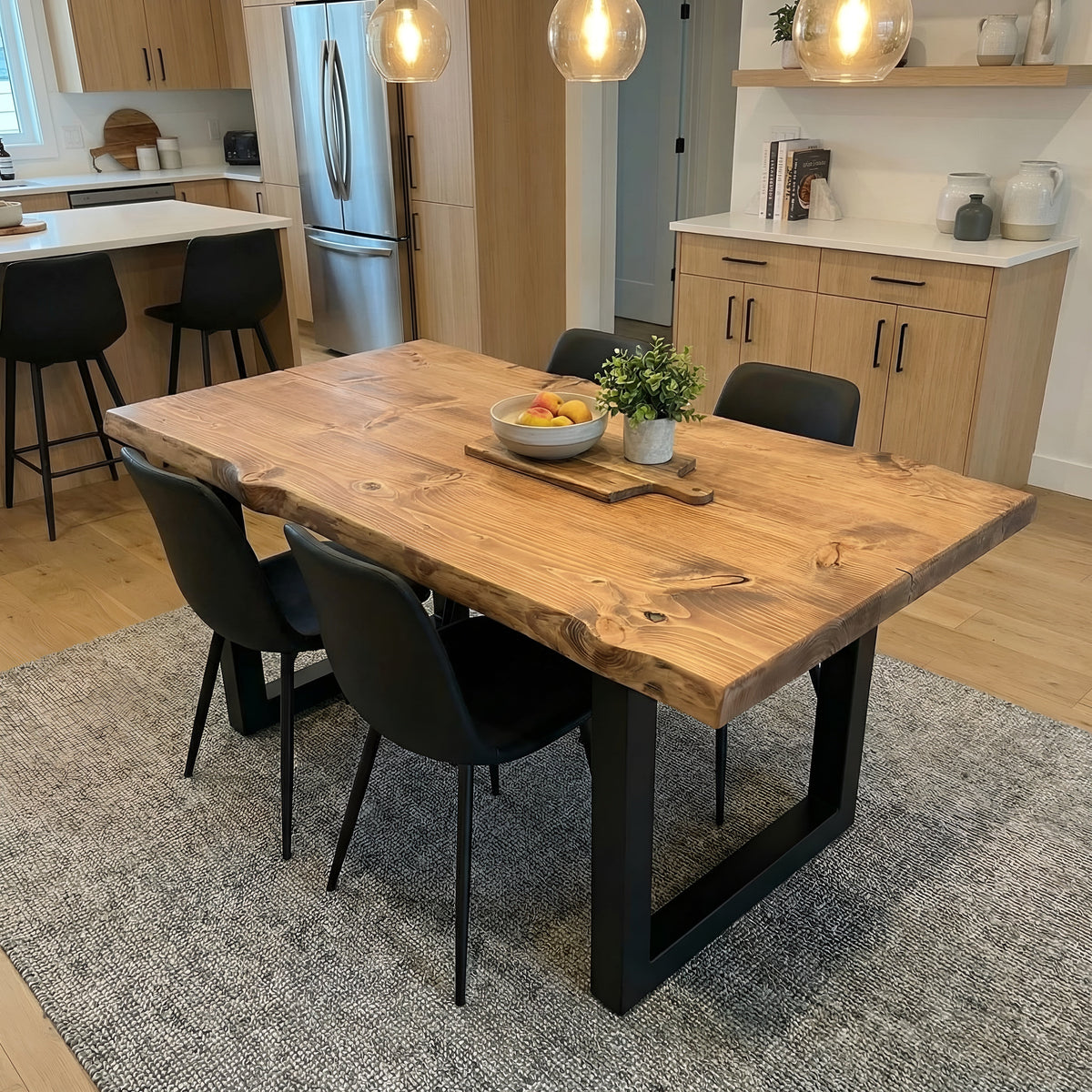 Live / Waney Edge Dining Table With Metal U Shape Legs