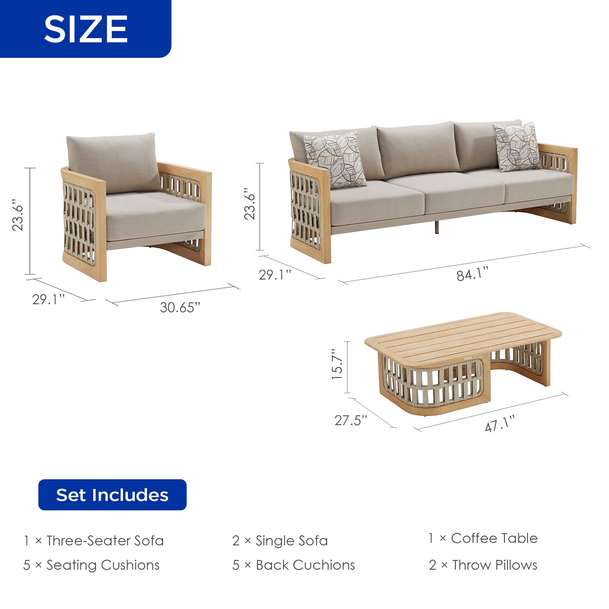 HIGOLD Riva 4-Pieces Outdoor Patio Sofa Set