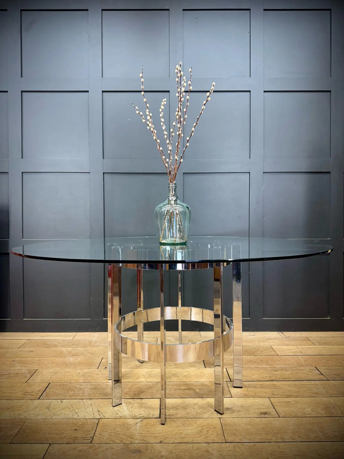 1970s Round Glass Top Chrome Dining Table By Richard Young Merrow Associates
