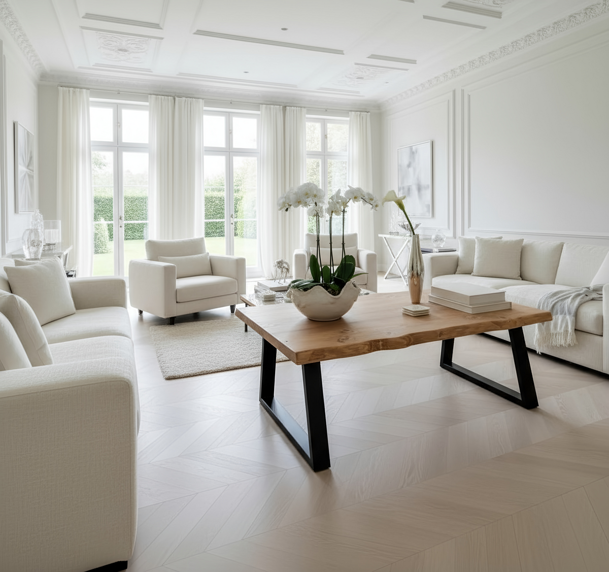 FENA Live / Waney Edge Coffee Table With Metal Trapezium Legs