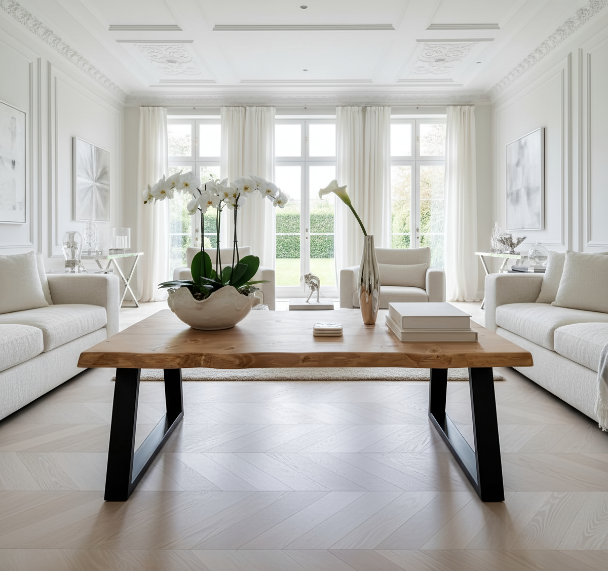 FENA Live / Waney Edge Coffee Table With Metal Trapezium Legs