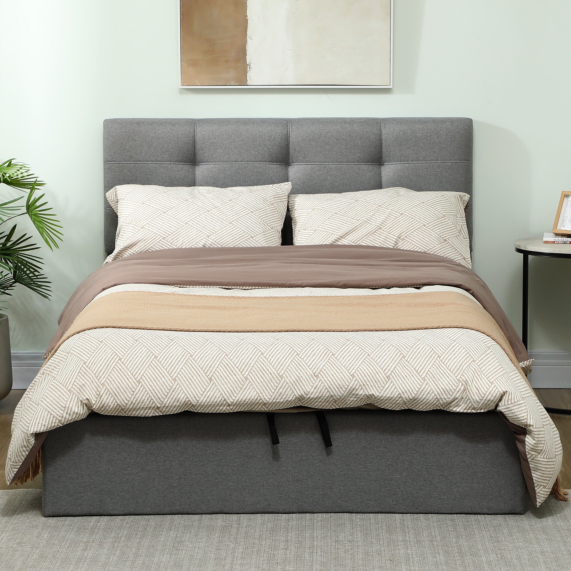HOMCOM 4ft6 Double Ottoman Bed with Gas Lift Storage - Grey