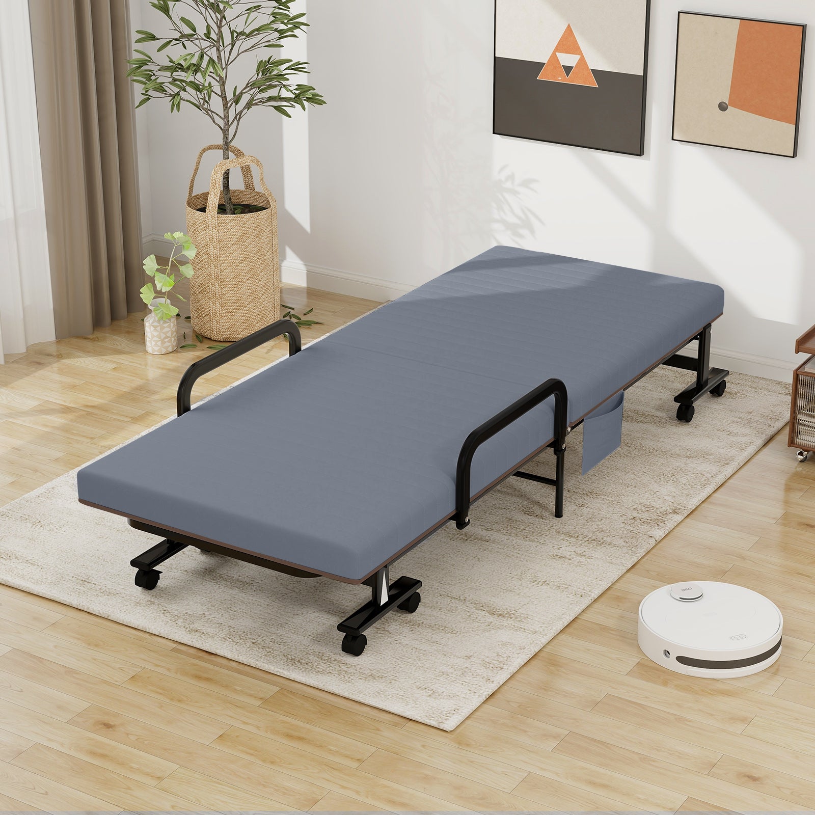 Folding Sofa Bed with Mattress-Brown