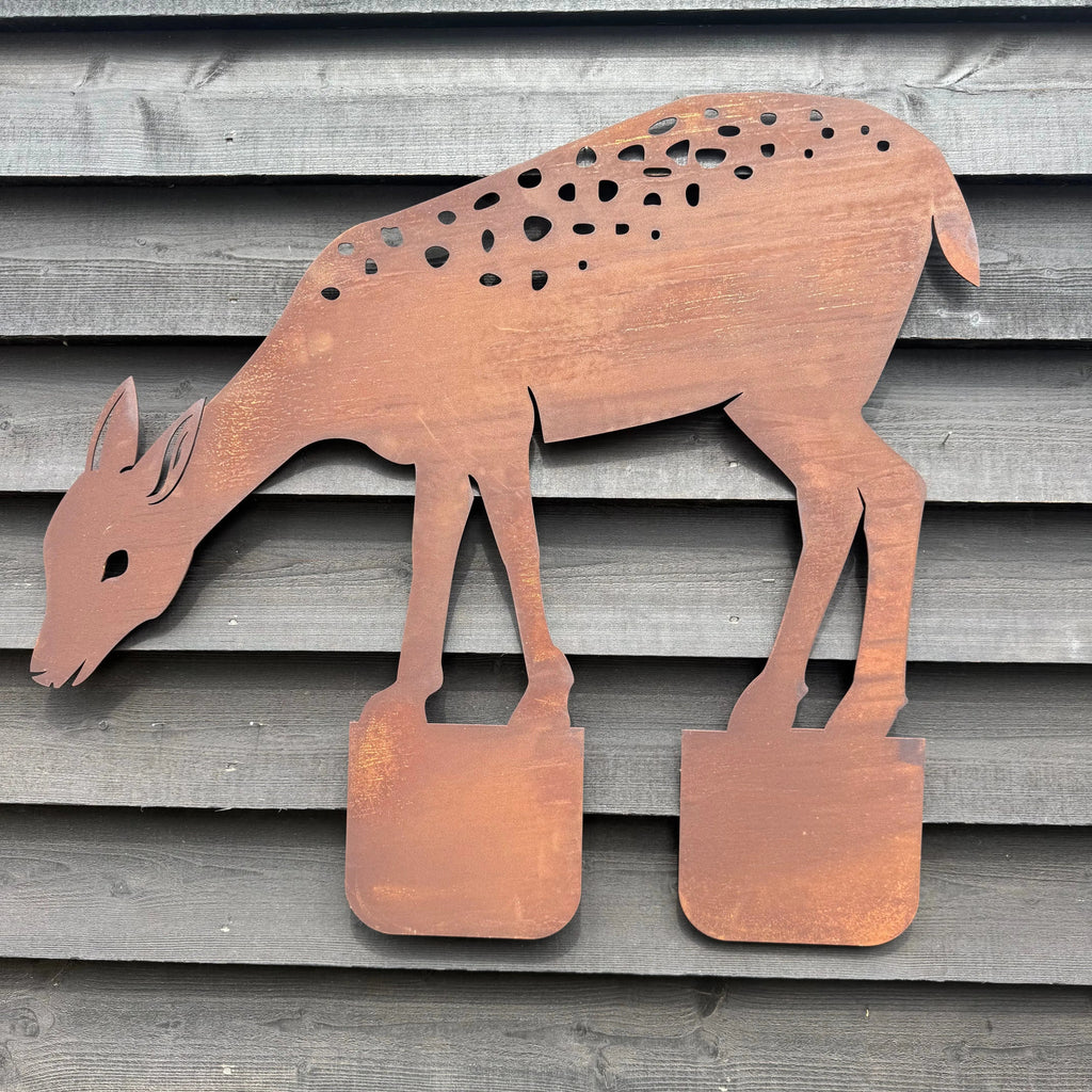 Rusty Metal Deer Garden Statue Lawn Decoration