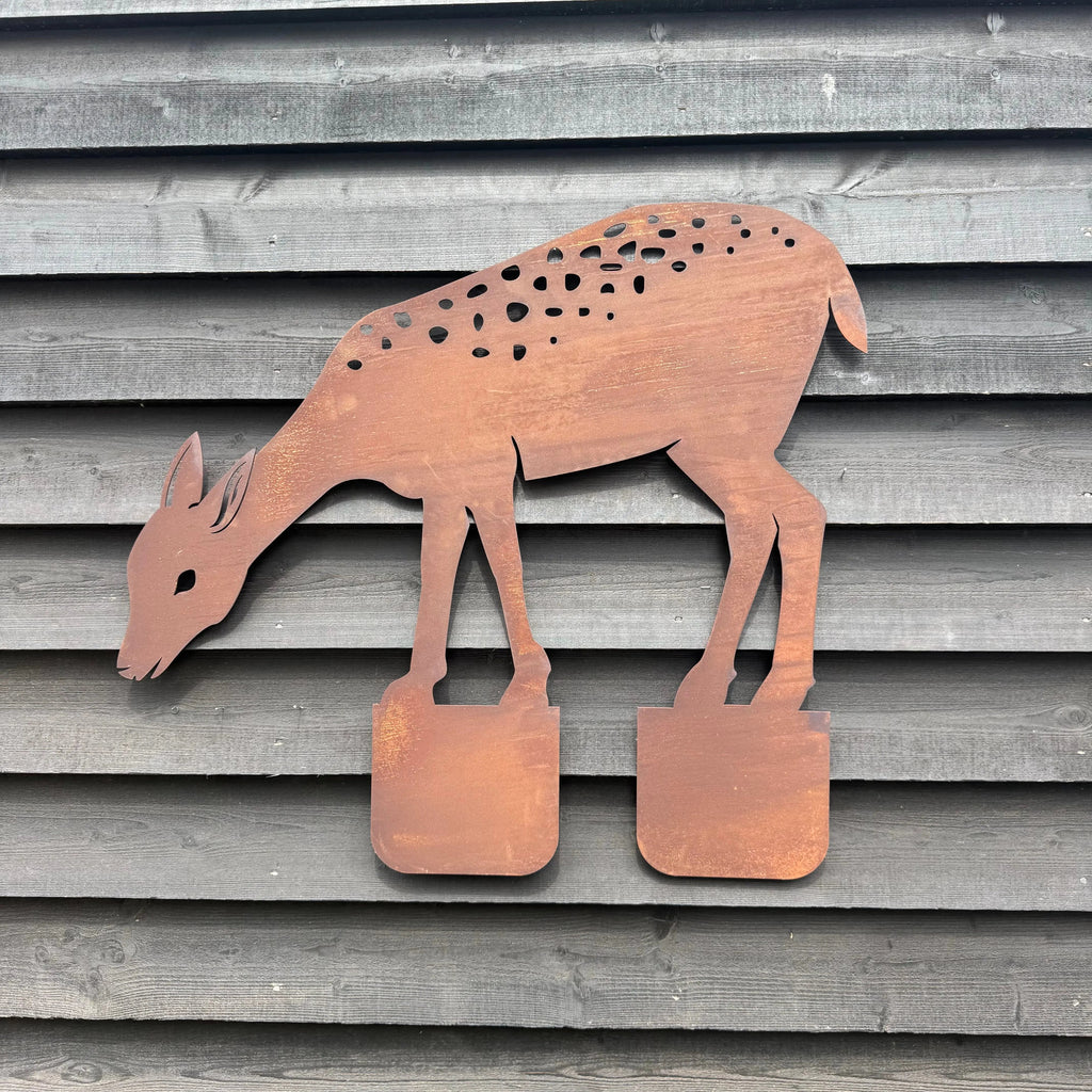 Rusty Metal Deer Garden Statue Lawn Decoration
