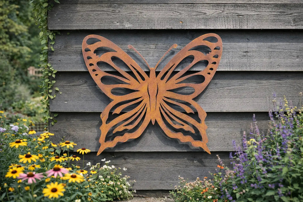 Large Rusty Metal Butterfly Garden Decoration