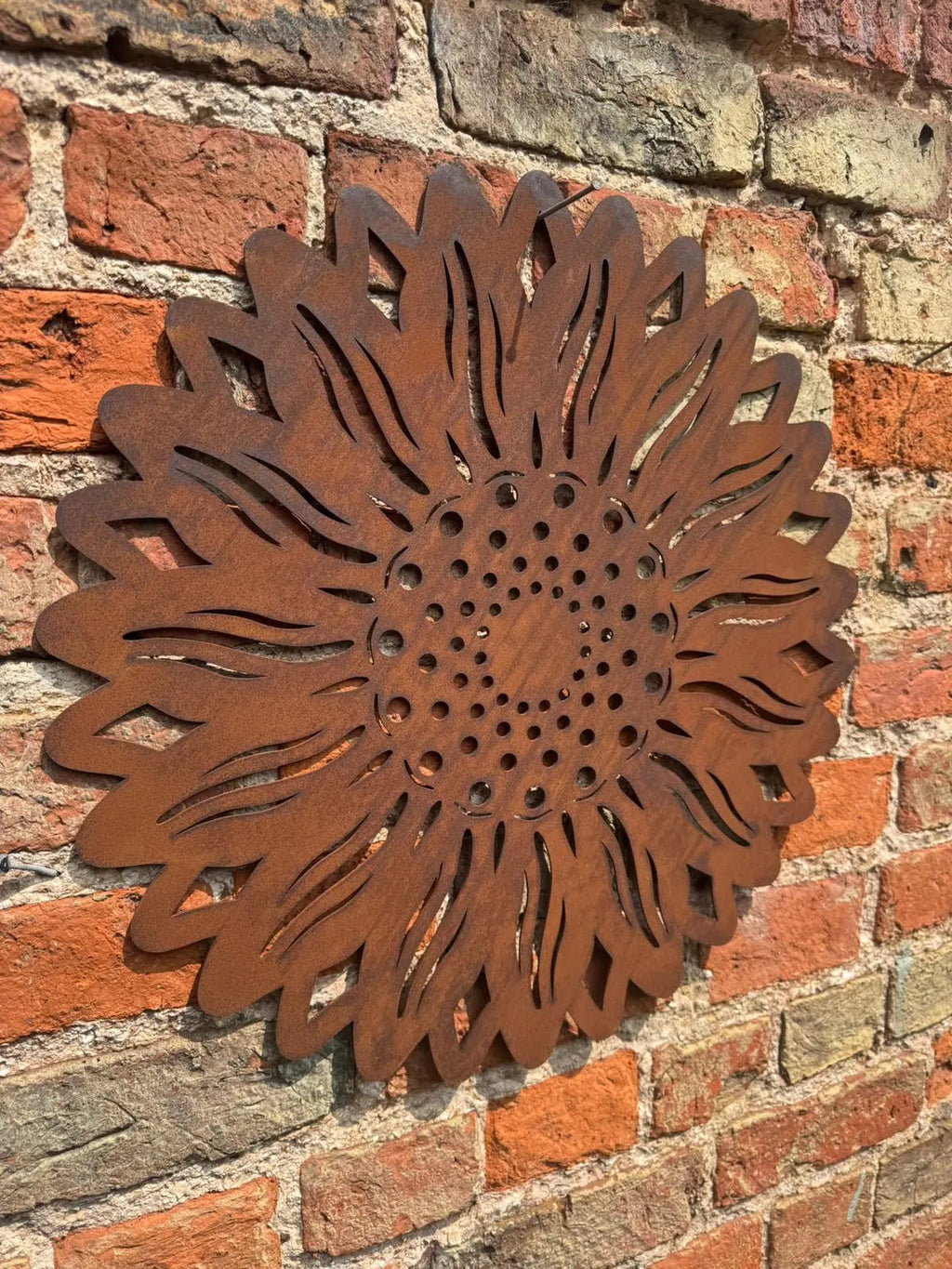 Large Rusty Metal Sunflower Garden Fence Decoration