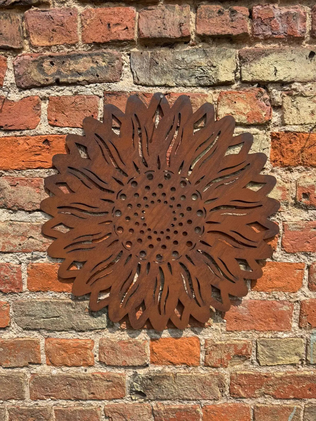 Large Rusty Metal Sunflower Garden Fence Decoration