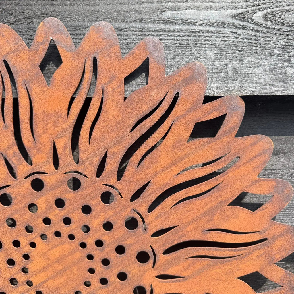 Large Rusty Metal Sunflower Garden Fence Decoration