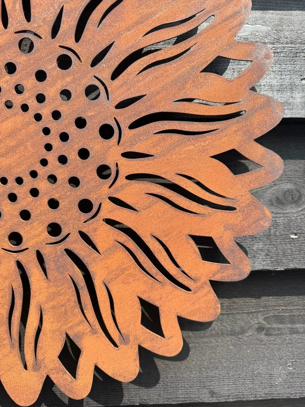 Large Rusty Metal Sunflower Garden Fence Decoration