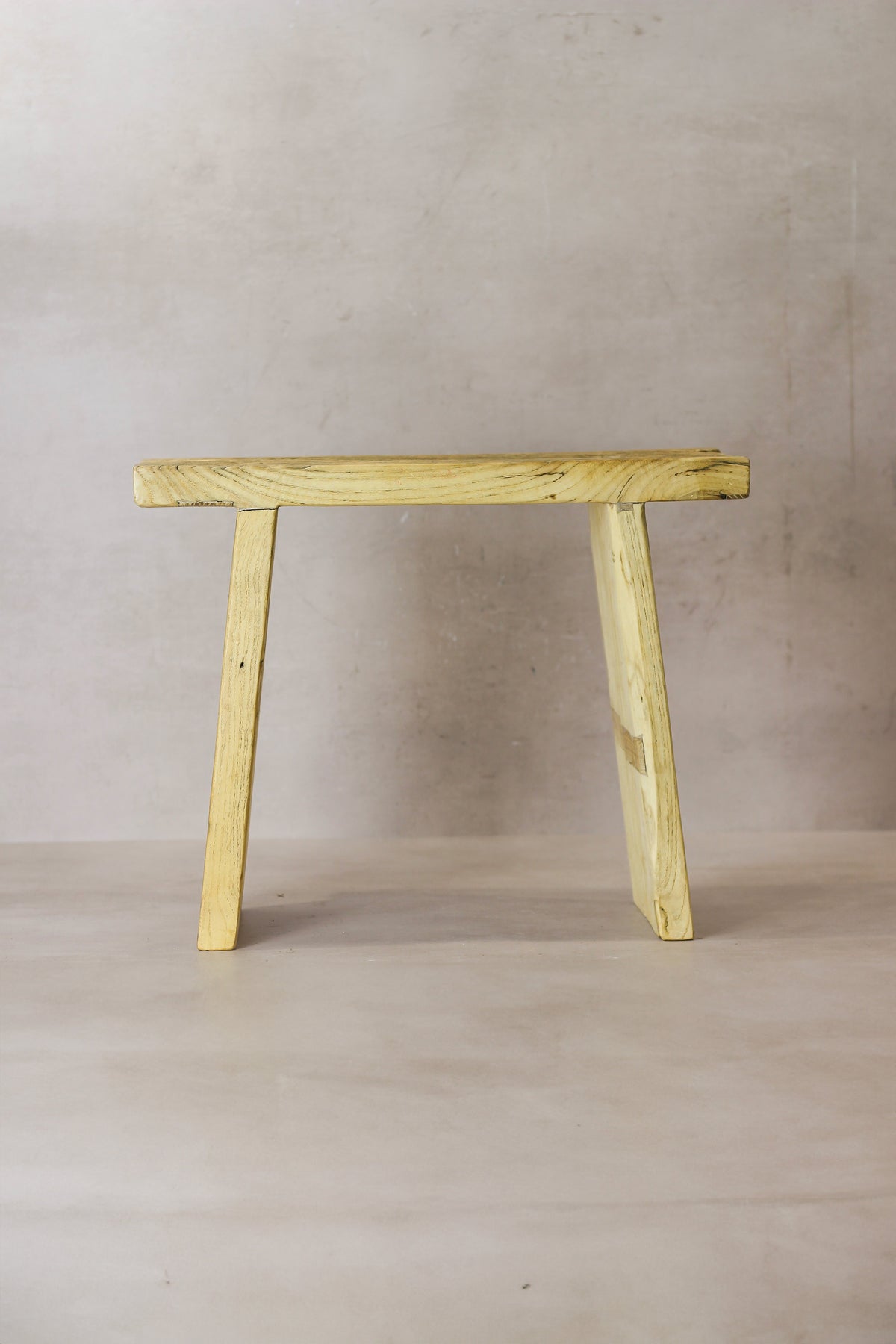 Vintage Rustic Square Elm Wood Stool - No 6