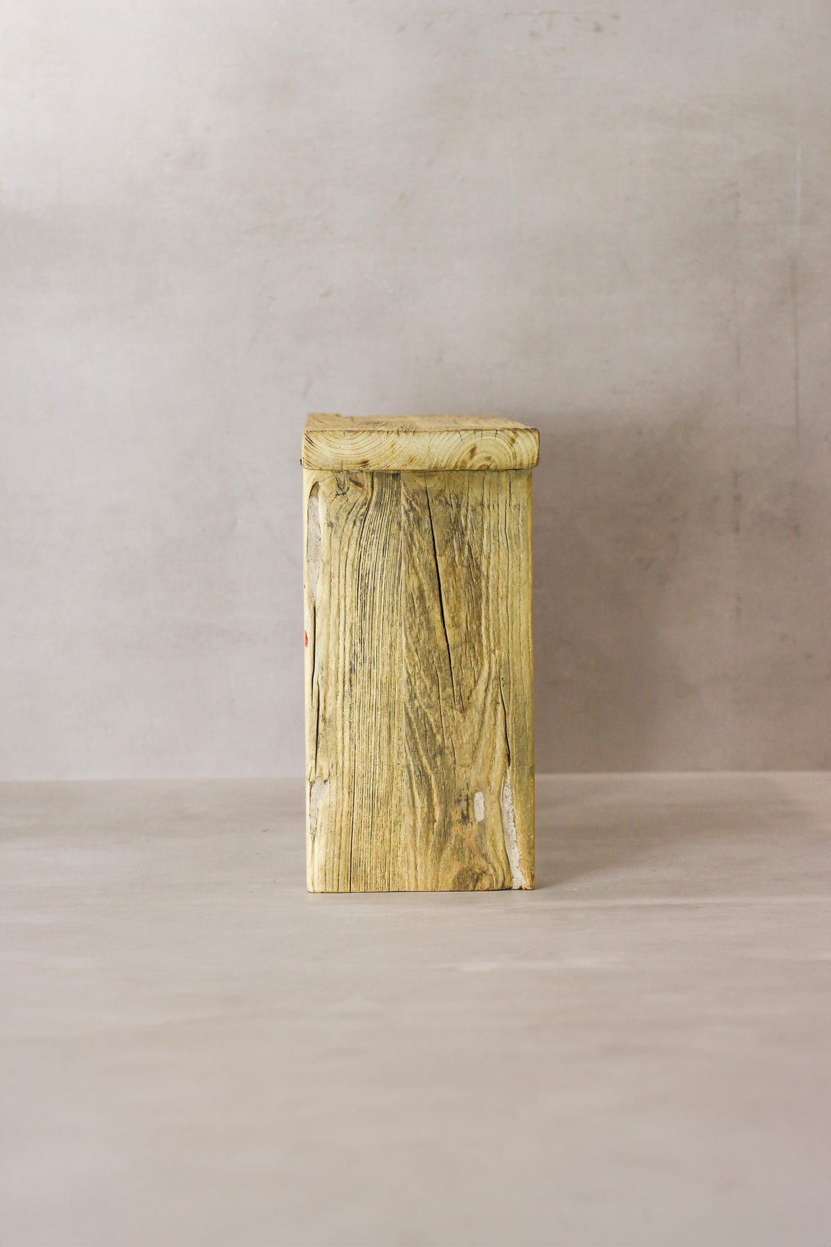 Vintage Rustic Square Elm Wood Stool - No 6