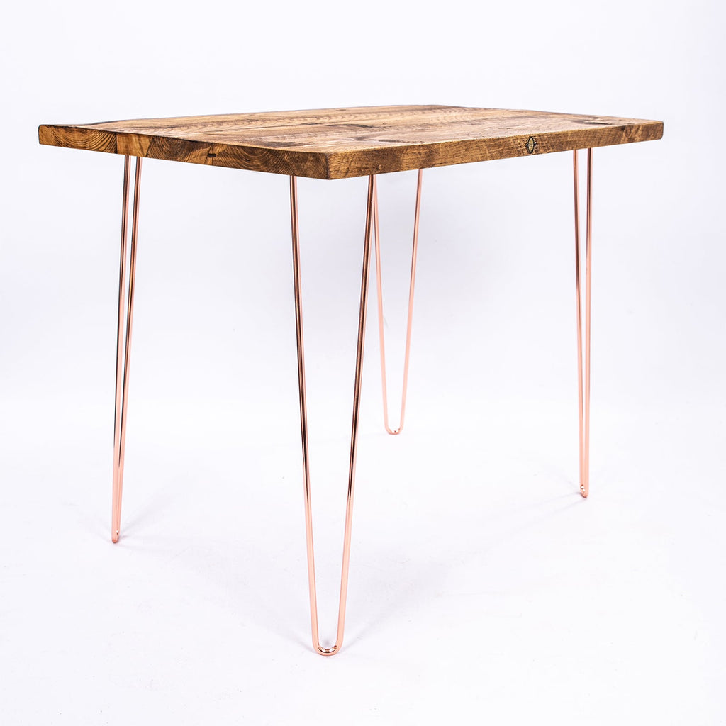 Industrial Farmhouse Desk - Rose Gold Steel Legs