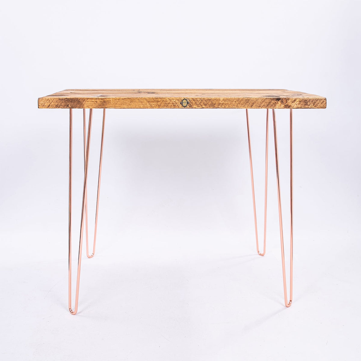 Industrial Farmhouse Desk - Rose Gold Steel Legs