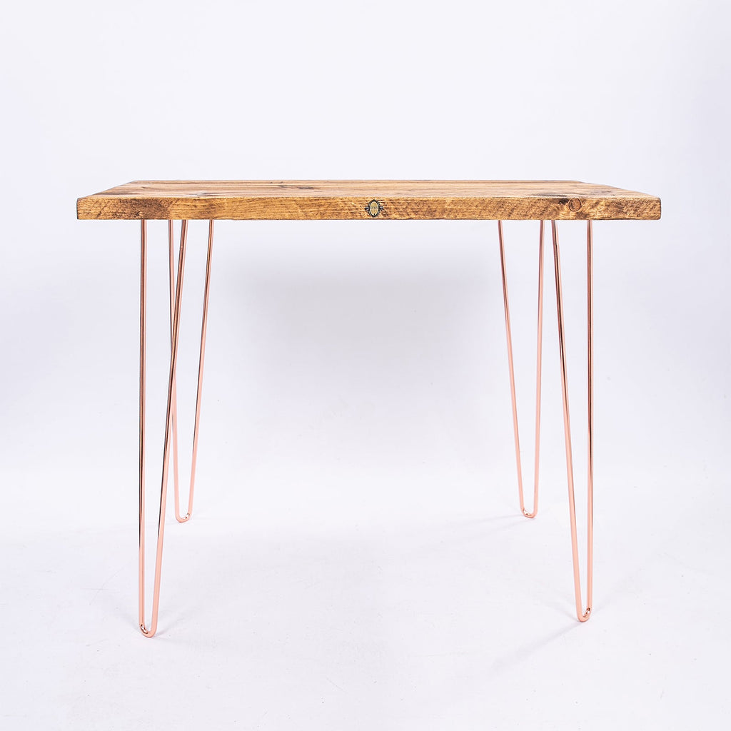 Industrial Farmhouse Desk - Rose Gold Steel Legs