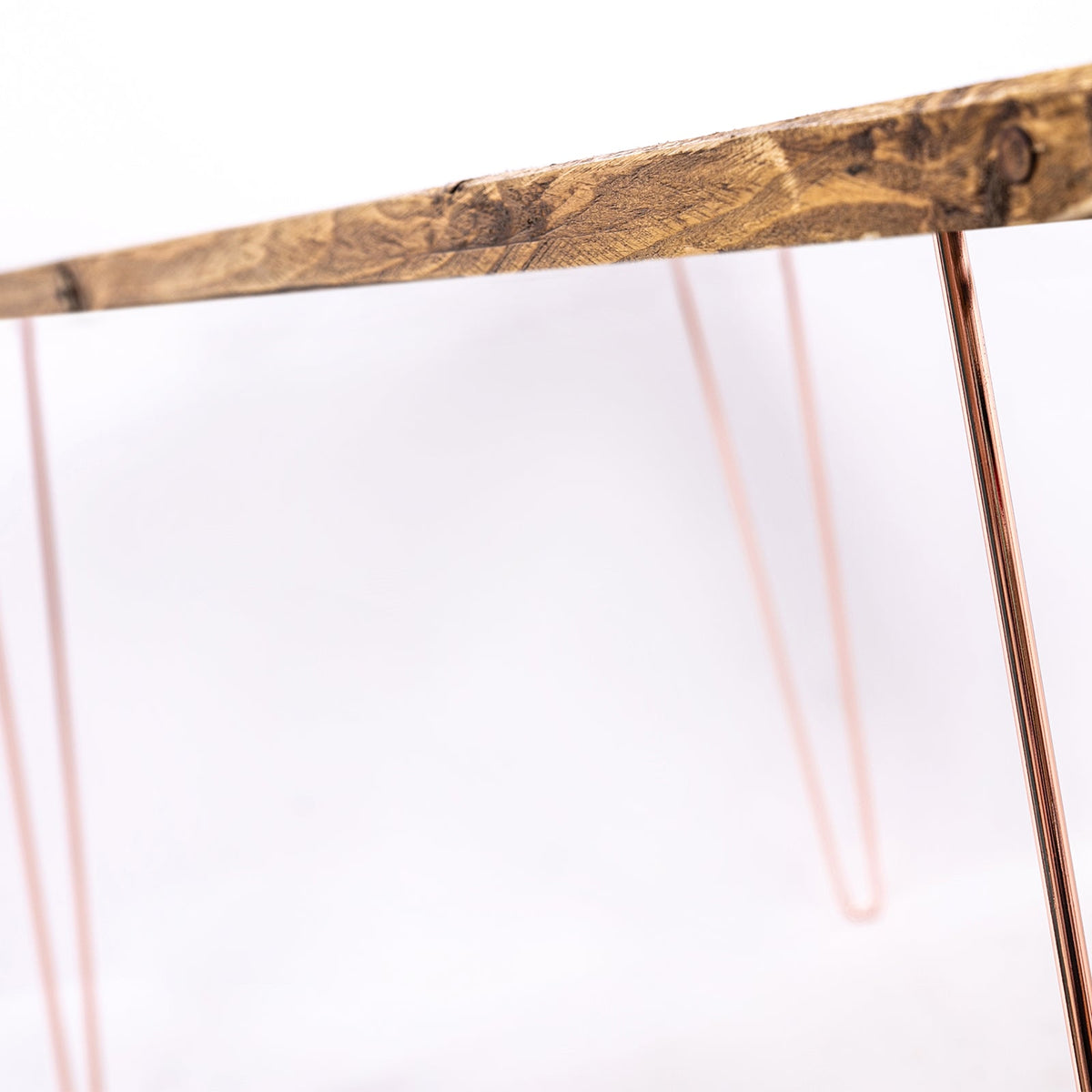 Industrial Farmhouse Desk - Rose Gold Steel Legs
